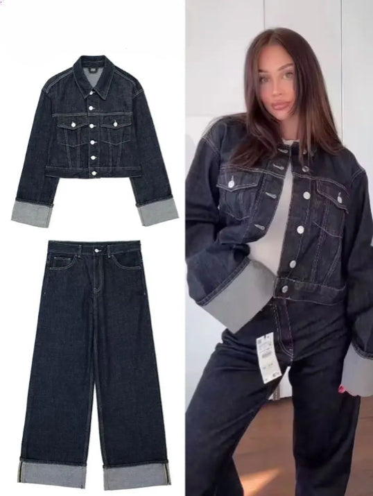 Vintage Vibes: Retro Denim Set for Women